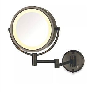 Jerdon HL65BZ 8" Halo Light Wall Mount Makeup Mirror 5x Magnification Bronze‎